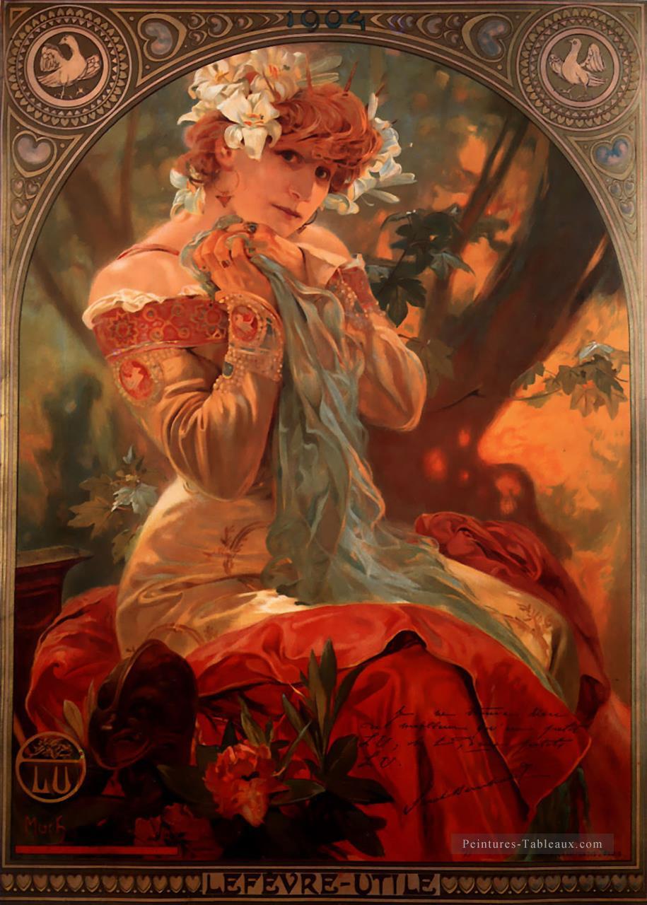 Lefevre Utile 1903 Art Nouveau tchèque Alphonse Mucha Peintures à l'huile